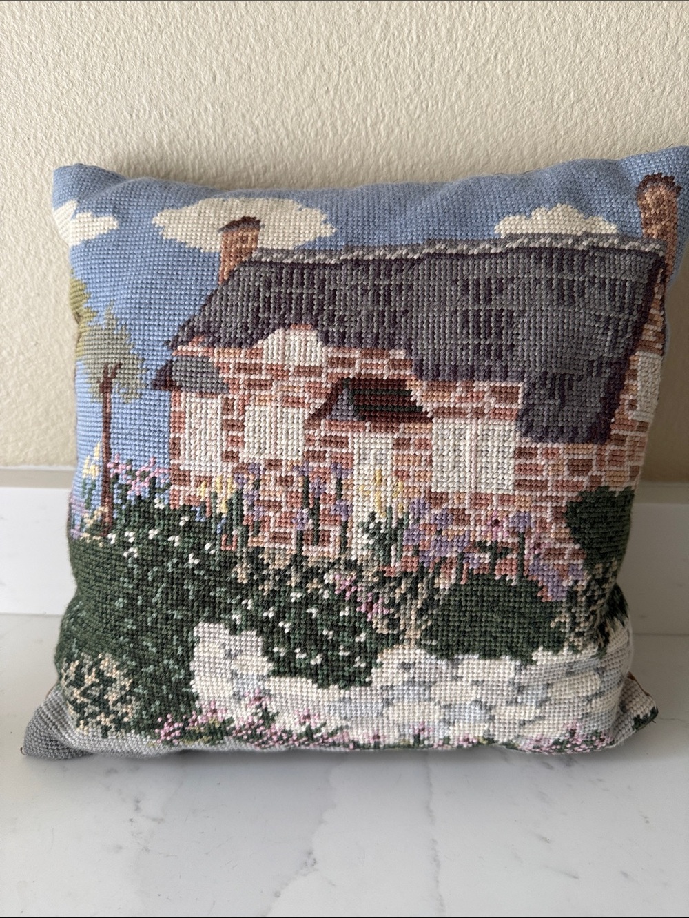 Vintage Needlepoint Accent Pillow - Picture 5 of 6